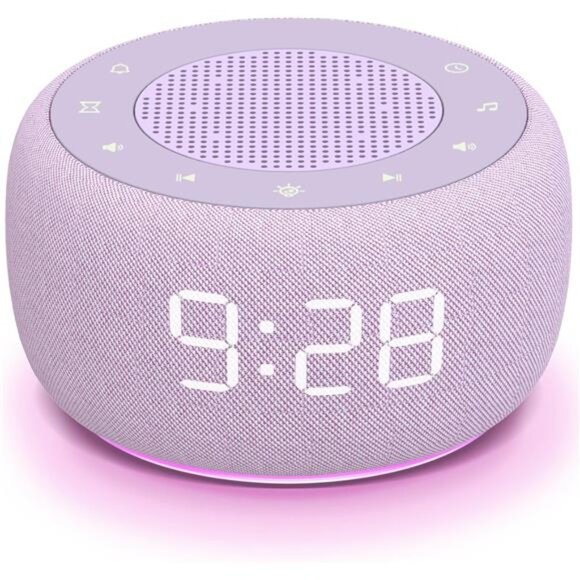 Sound Machine & Alarm Clock 2-in-1, 0-100% Clock Face Brightness, Bottom Colored - Picture 1 of 8